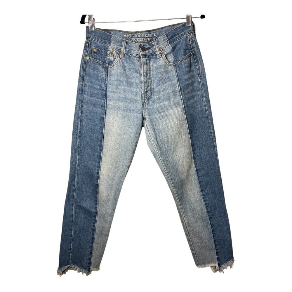 American Eagle Vintage Hi-Rise High Jeans Size 6 Button Fly Raw Hem Ankle Crop